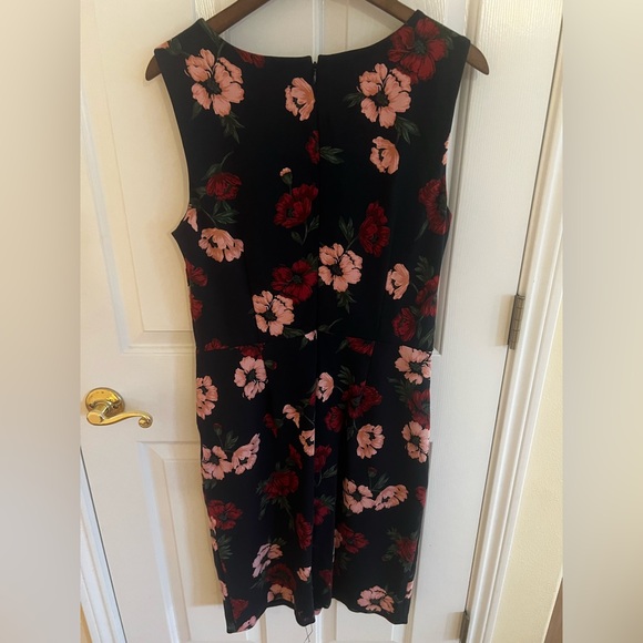 Lands' End Navy Floral Midi Dress 14 Tall - Picture 3 of 4